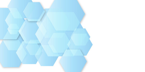 Blue seamless hexagon pattern background. Abstract hexagonal concept technology background. Vector Illustration. Design for banner, poster, template, technology science concept background.