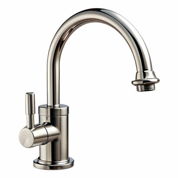recommend clip art: steel faucet on white background. Mixer cold hot water. Modern faucet bathroom. Kitchen tap . Isolated white background. Side view.
