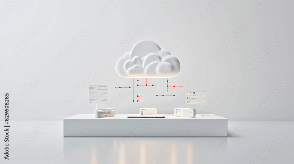 Poster cloud computing infrastructure with data centers and virtual servers