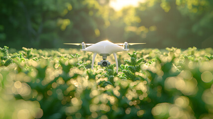 Obraz premium Smart agriculture with drones and IoT sensors monitoring crop health
