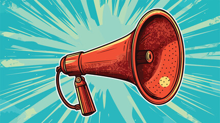 Cartoon red megaphone with a place for text. Vintage
