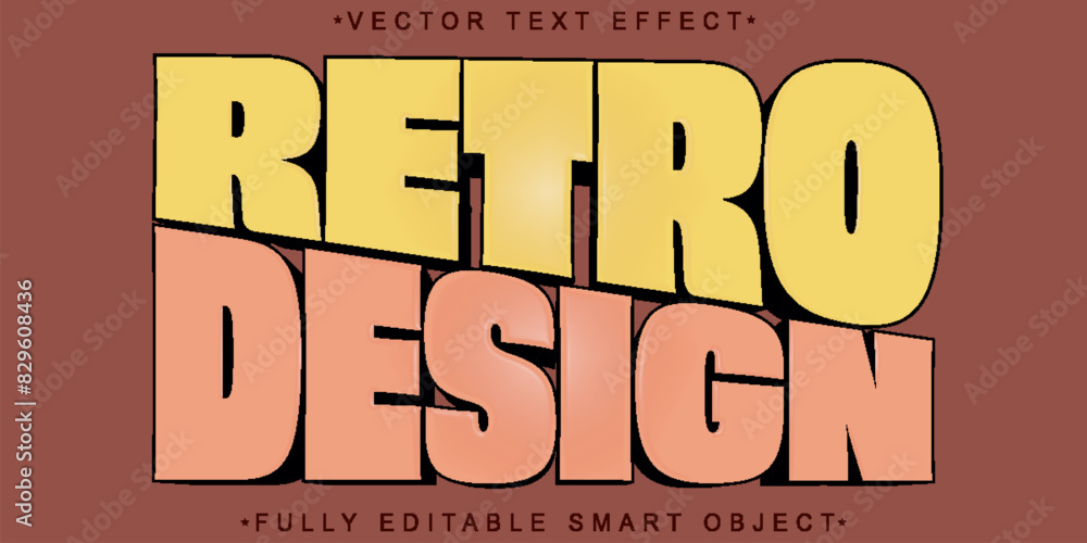 Poster block design retro soft color vector fully editable smart object text effect