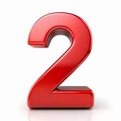 number 2 isolated. 2 two red number sign 3d graphic illustration in high resolution for print and business isolated on white background