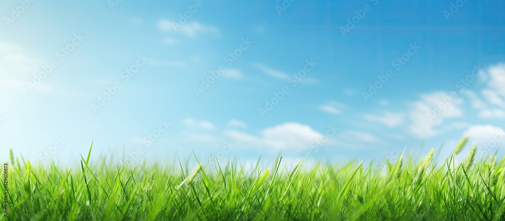 Poster a scenic green nature background with a grass field provides a calm and refreshing copy space image