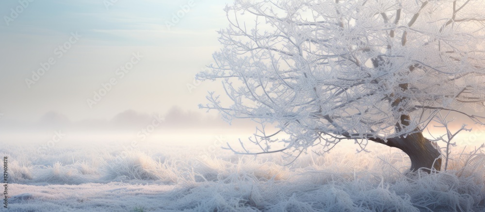 Poster prinus spinosa a deciduous shrub adorned with frost creating a picturesque scene in the copy space i