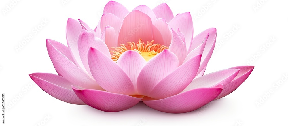 Poster pink lotus flower isolated on a white background for nature concept advertising design and assembly 