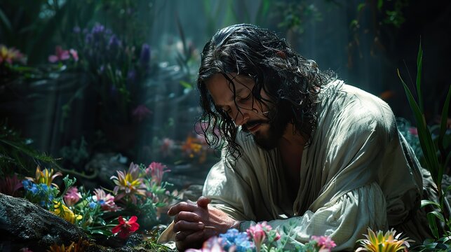 A depiction of Jesus Christ in the Garden of Gethsemane.