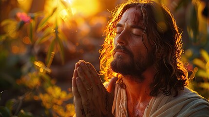 A depiction of Jesus Christ praying in the garden.