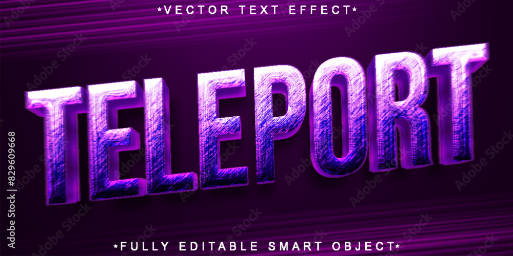 Aufkleber shiny blur purple futuristic teleport vector fully editable smart object text effect