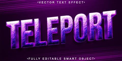 Shiny Blur Purple Futuristic Teleport Vector Fully Editable Smart Object Text Effect