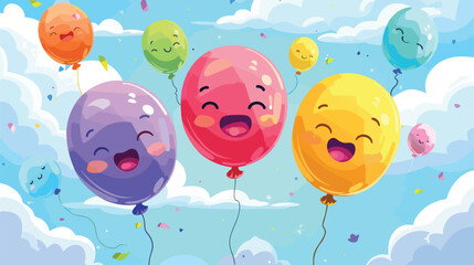 children educational game with different cute balloon