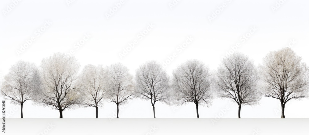 Sticker the collection of trees against a white background offers a serene copy space image
