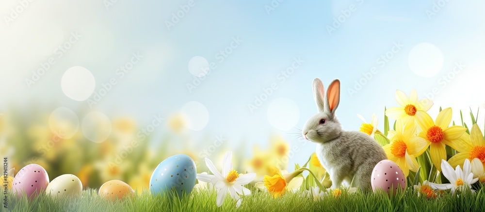 Aufkleber design layout for a spring and easter greeting card with copy space image