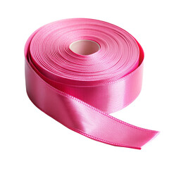 A roll of pink ribbon isolated on white