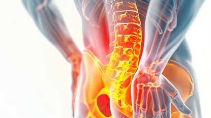 Detailed 3D Illustration of Sciatic Nerve Pain Highlighting Lower Back and Hip Discomfort