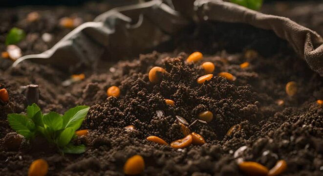 Natural compost in a garden.