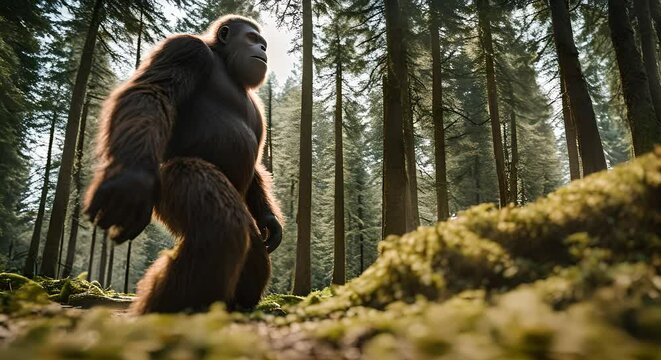 Bigfoot in the forest.