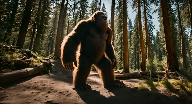 Bigfoot in the forest.