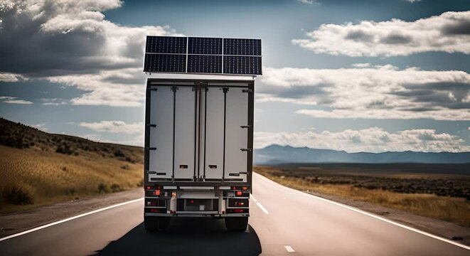 Truck with solar panels.
