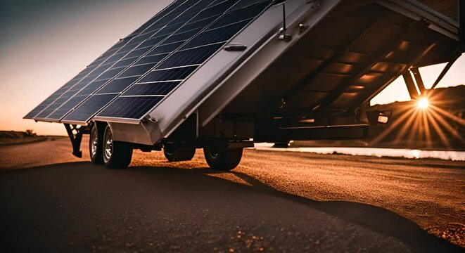 Truck with solar panels.