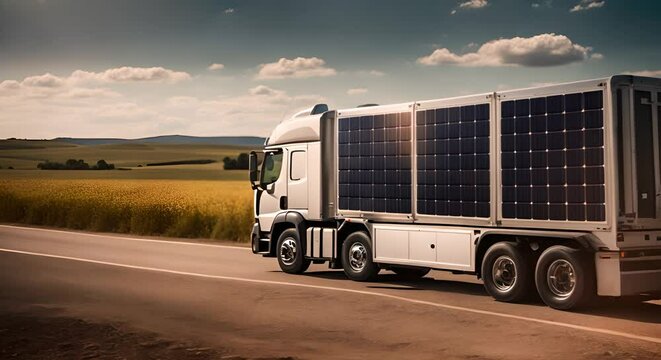 Truck with solar panels.