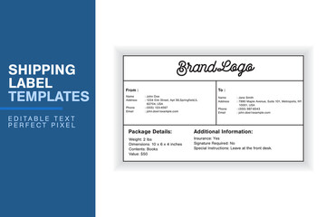 Custom Shipping Label Design Template with Sender, Recipient, Package Details