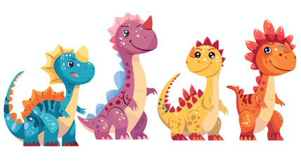 Cute cartoon dinosaurs Four isolated on white background
