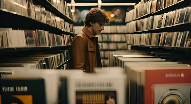Man in a vinyl store.