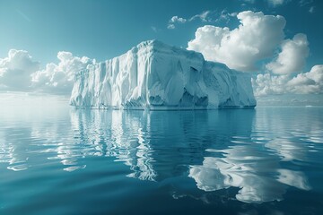 Illustration of image of floating iceberg with water, high quality, high resolution