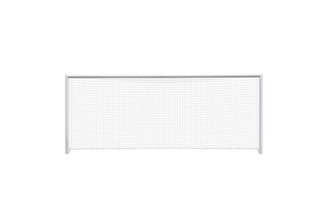 Transparent soccer goal with net on white background, ideal for sports-themed designs,...