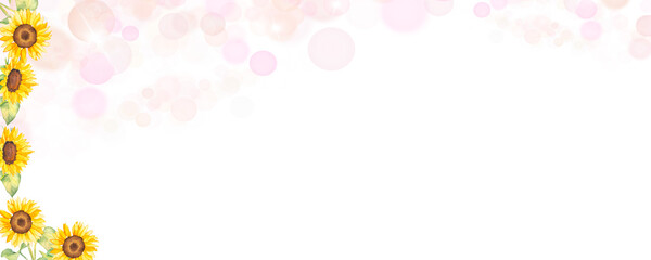 水彩で描いたヒマワリの夏のフレームイラスト