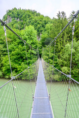 cable bridge across the river enns near grossraming in upper austria
