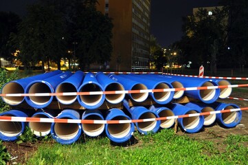 Blue trench pipes for clean tap water