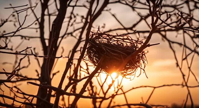 Bird nest in a tree.