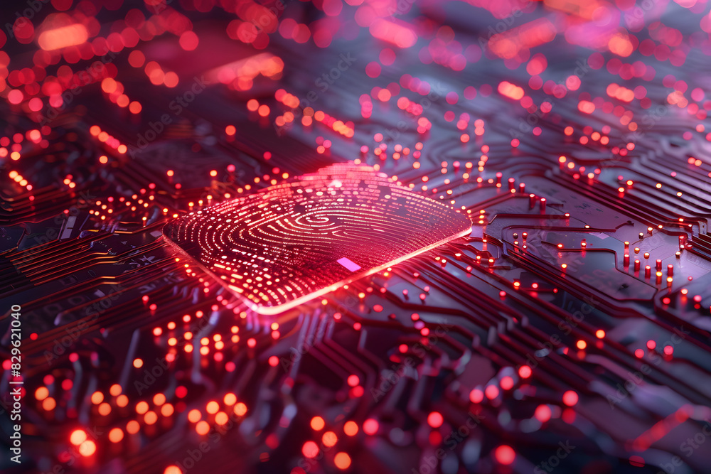 Poster personal data. security system with fingerprint on cyber technology