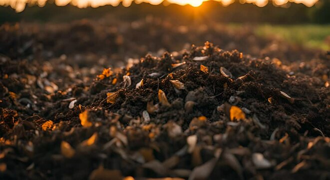 Natural compost in a garden.