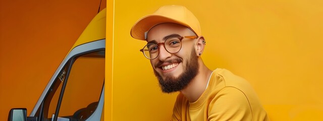 Joyous Young Delivery Driver Embodiment of Modern Efficiency and Service