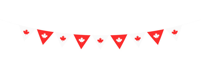 Canada day. Canada day flag decoration. Triangle pennant chain and confetti for Canada day celebration decoration.