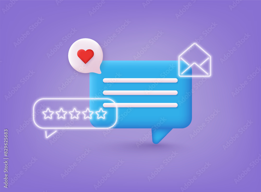 Poster 3d speech bubbles symbol for chat on social media icon isolated on background. 3d web vector illustr