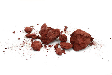Red Soil isolated on White Background. Pile of Dirt and Stones.