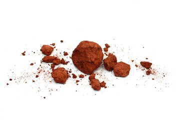 Red Soil isolated on White Background. Pile of Dirt and Stones.