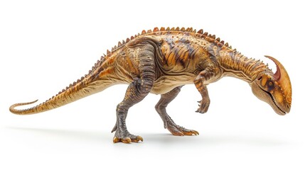 Obraz premium Majestic Parasaurolophus Sculpture with Exquisite Details on White Background
