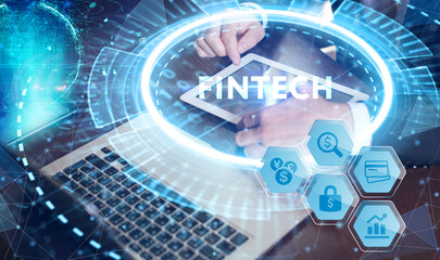 Fintech Financial technology digital money online banking business finance concept.