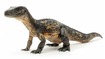 Obraz premium Tender Maiasaura Dinosaur in Nurturing Pose on White Background
