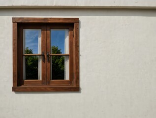 ventana en pared blanca