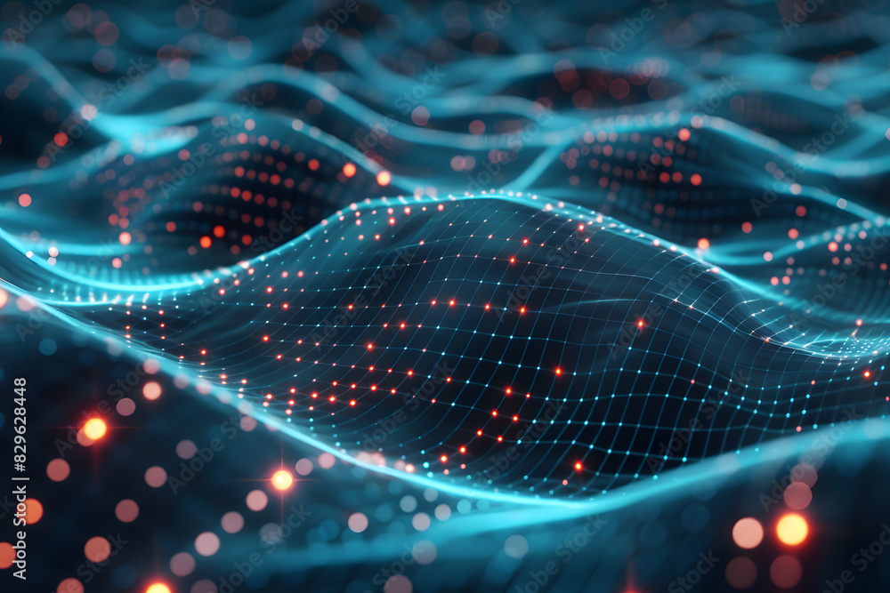 Aufkleber abstract digital background. big data visualization. futuristic technology wave. 3d rendering