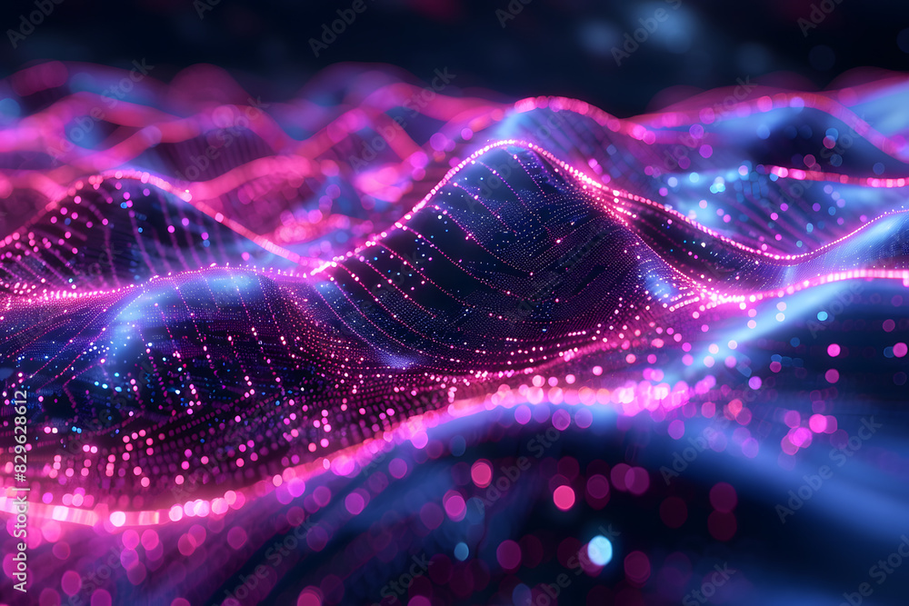 Aufkleber abstract digital background. big data visualization. futuristic technology wave. 3d rendering