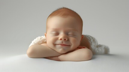 Beaming Newborn Capturing Cheerful Charm and Captivating Personality in Soft,Luminous Serenity
