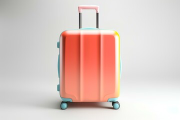 Bright suitcase, luggage for tourist travel. Multi-colored suitcases on wheels, on a white background.