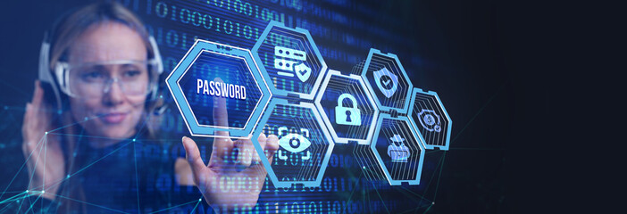 Password to access personal user data, cybersecurity concept.